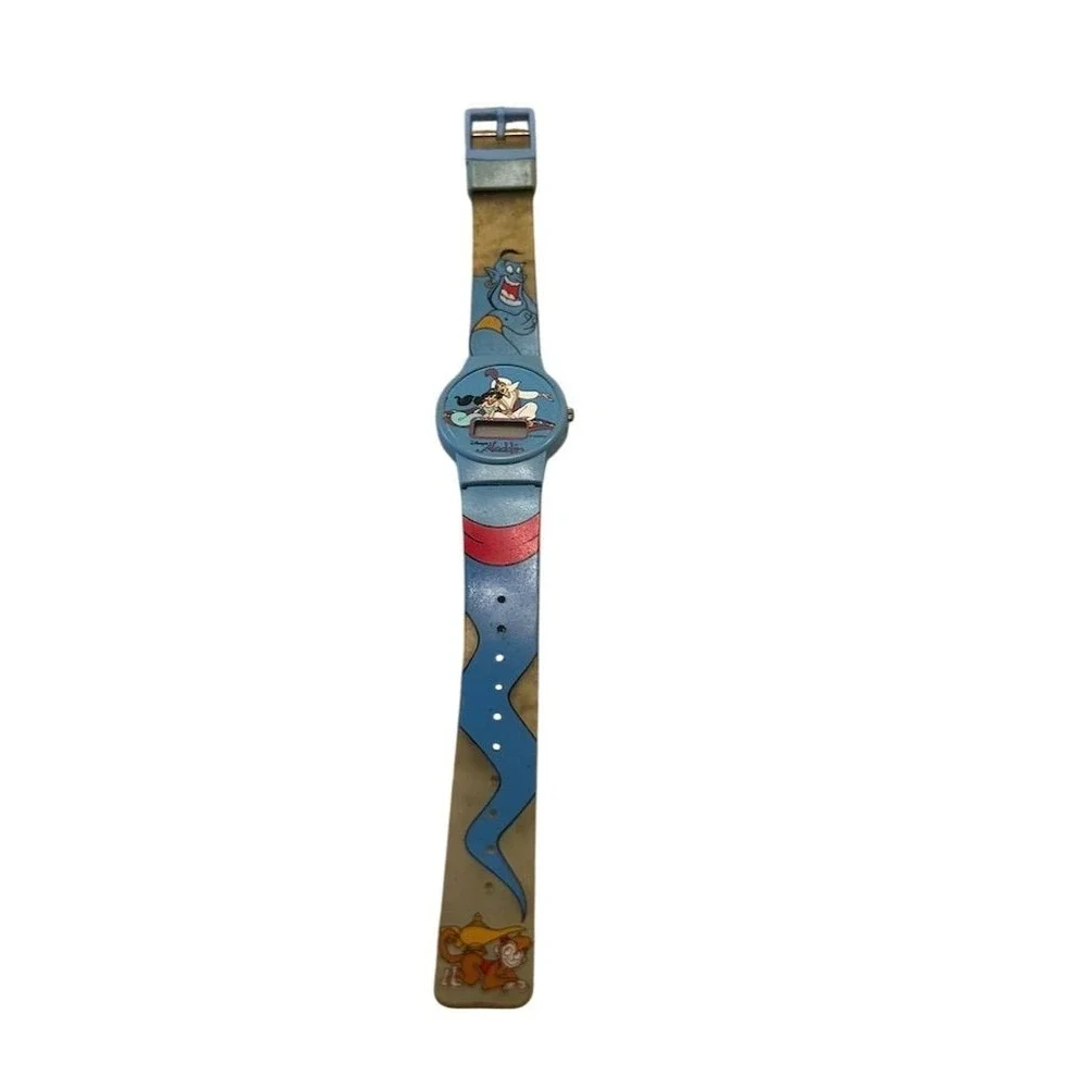 Vintage Disney Aladdin Genie Kids Digital Watch‎ Blue Quartz tested